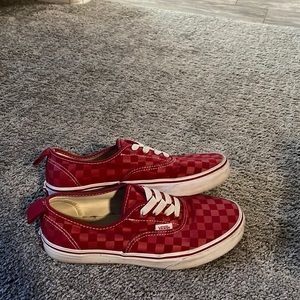 Red checkered pattern Vans
